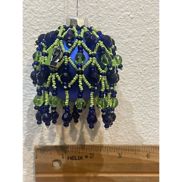 3 Seahawks Christmas Ornaments Bulbs Balls Beaded Net Beads Cover Fan #12 - Picture 7 of 12